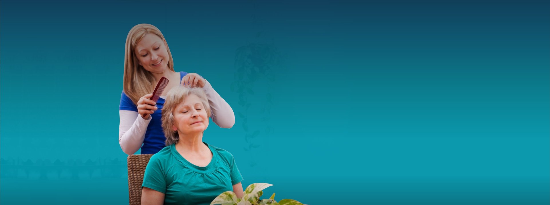 caregiver taking care an elder woman